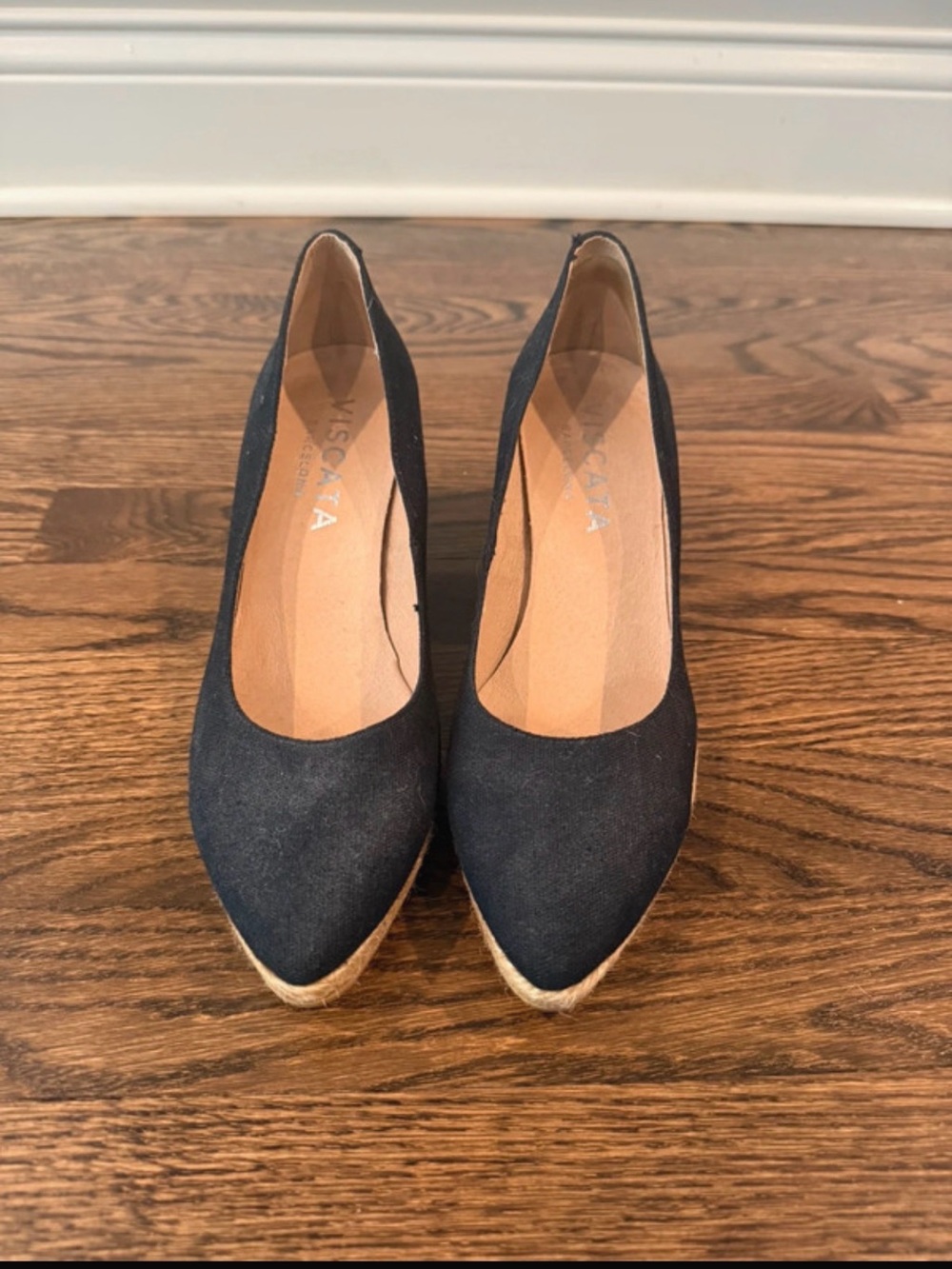 Black Espadrille Wedge Pumps - Women's